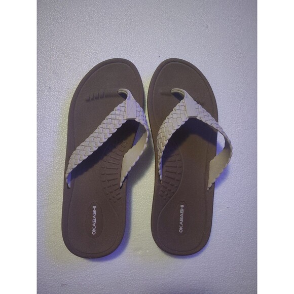 Okabashi Women’s Brown Woven Strap Flip Flop Sandals Comfort USA Made Size large - Picture 1 of 2